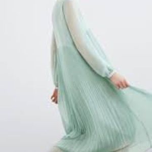 Light Blue zara pleated maxi dress chiffon blue
